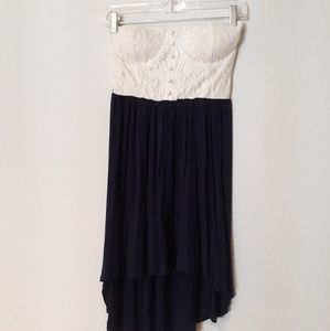 Rue 21 sz S strapless high low navy blue dress